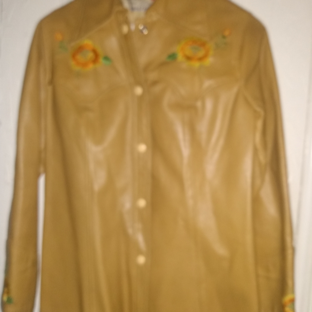 Tan Floral Embroidered Women's Jacket